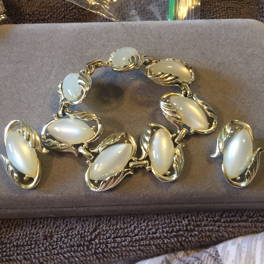 Vintage Charel Cat Eye Bracelet, Earrings